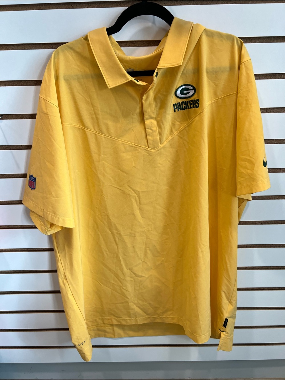 Nike Green Bay Packers Yellow Short-Sleeve Polo 3X On Field Dri Fit